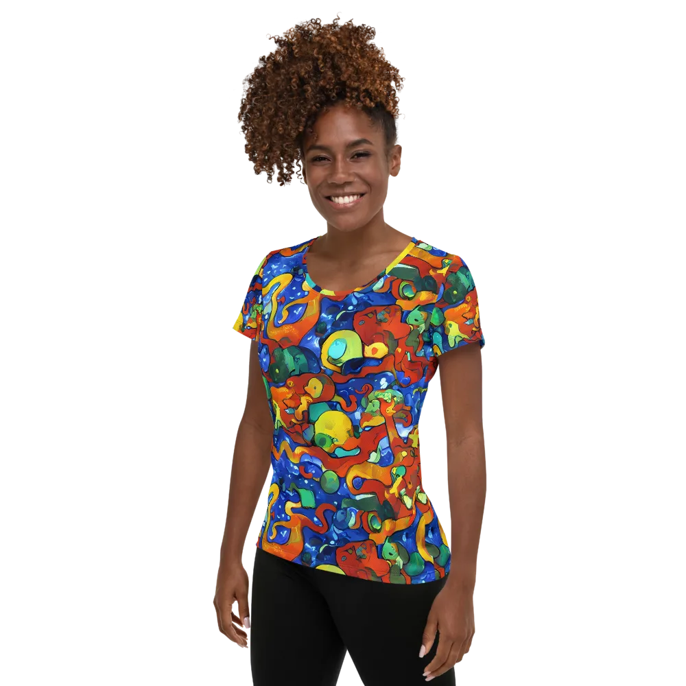 Technicolor Tide on Women's Athletic T-Shirt — Left