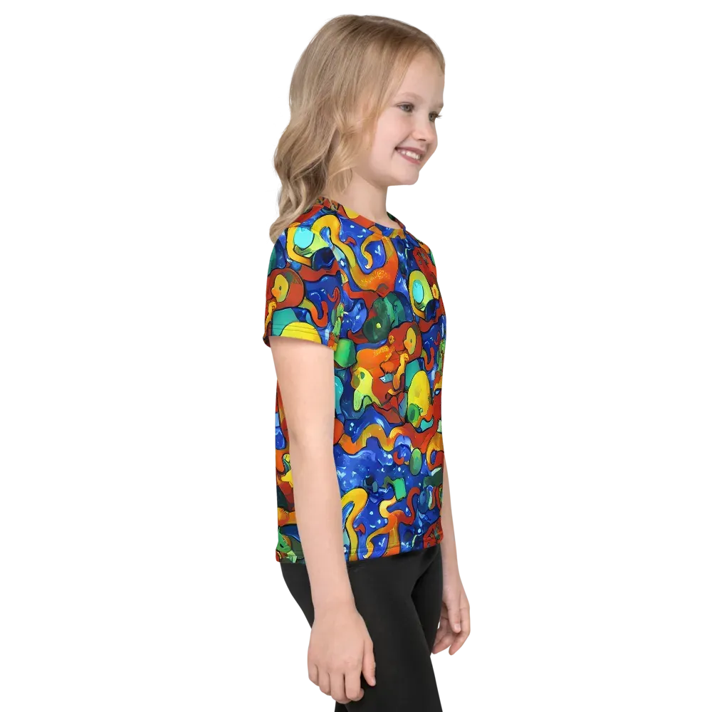 Technicolor Tide on Kids Crew Neck T-Shirt — Right