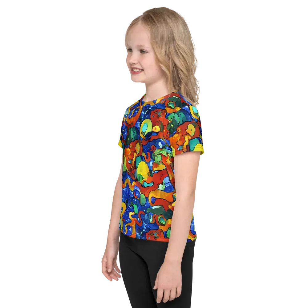 Technicolor Tide on Kids Crew Neck T-Shirt — Left