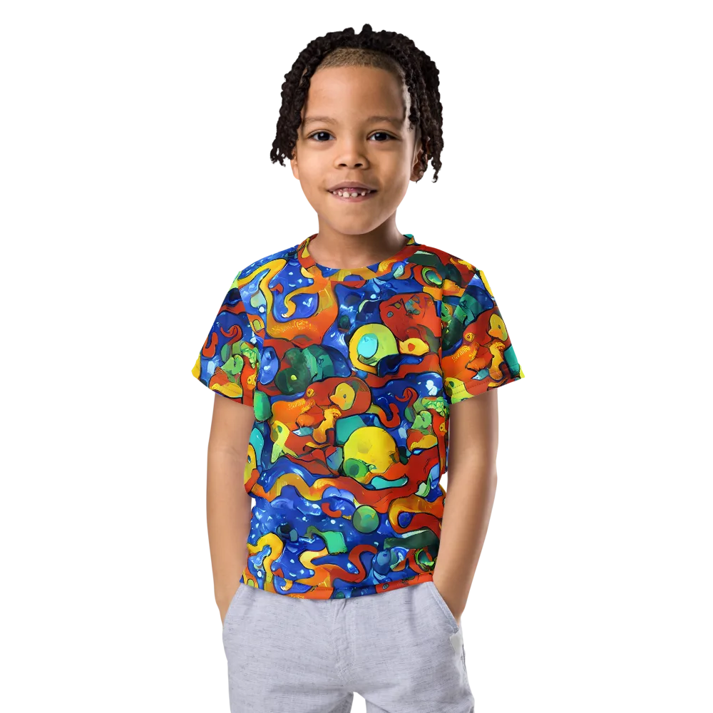 Technicolor Tide on Kids Crew Neck T-Shirt — Front