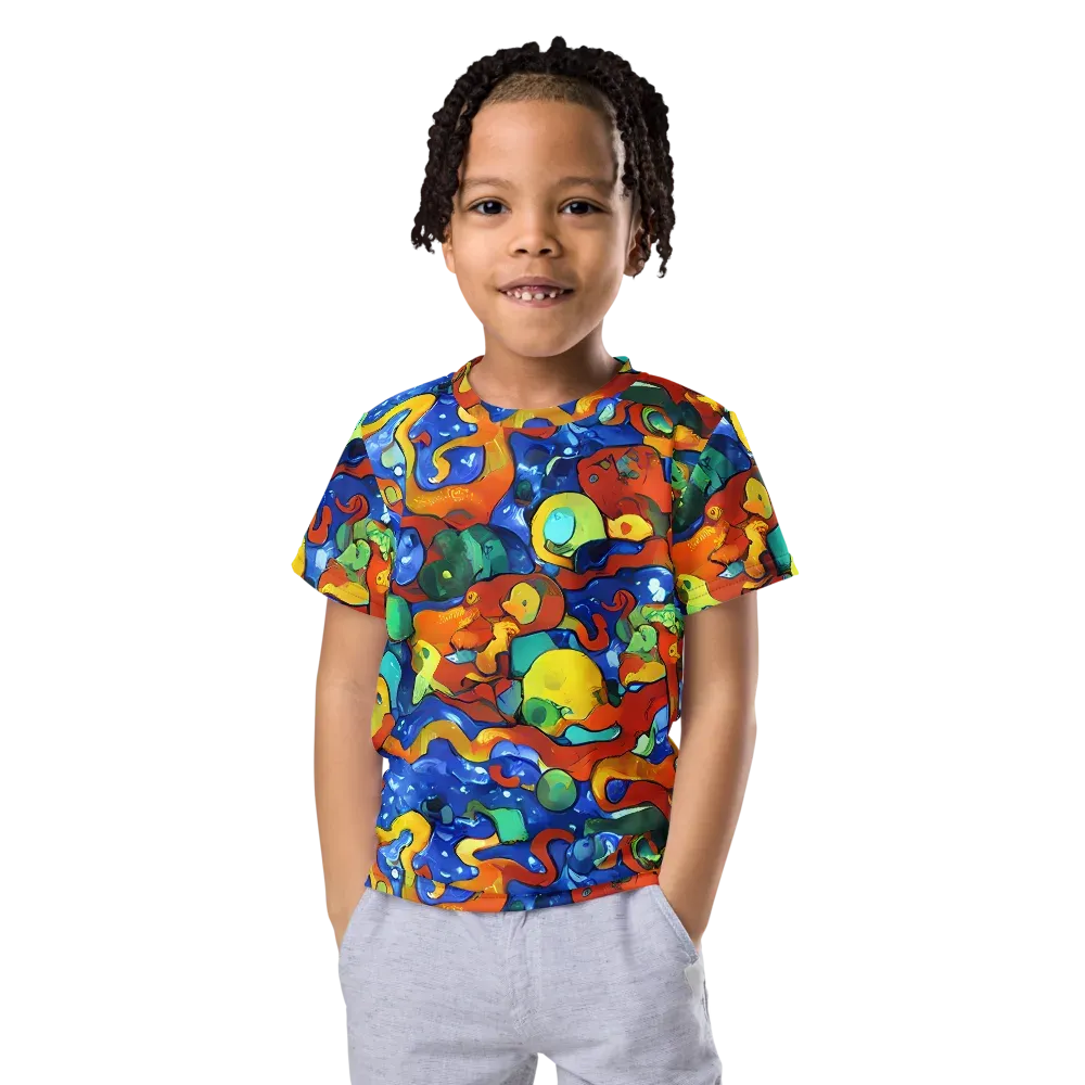 Technicolor Tide on Kids Crew Neck T-Shirt — Front