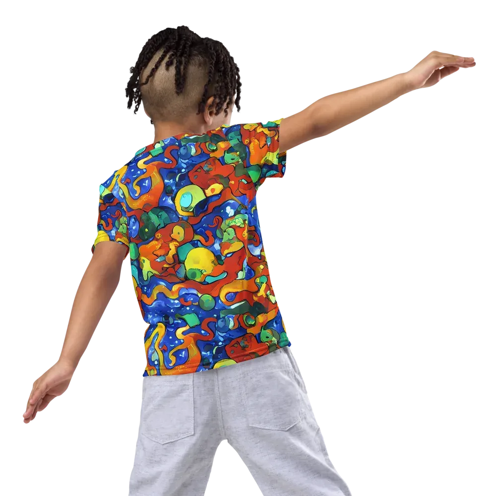 Technicolor Tide on Kids Crew Neck T-Shirt — Back
