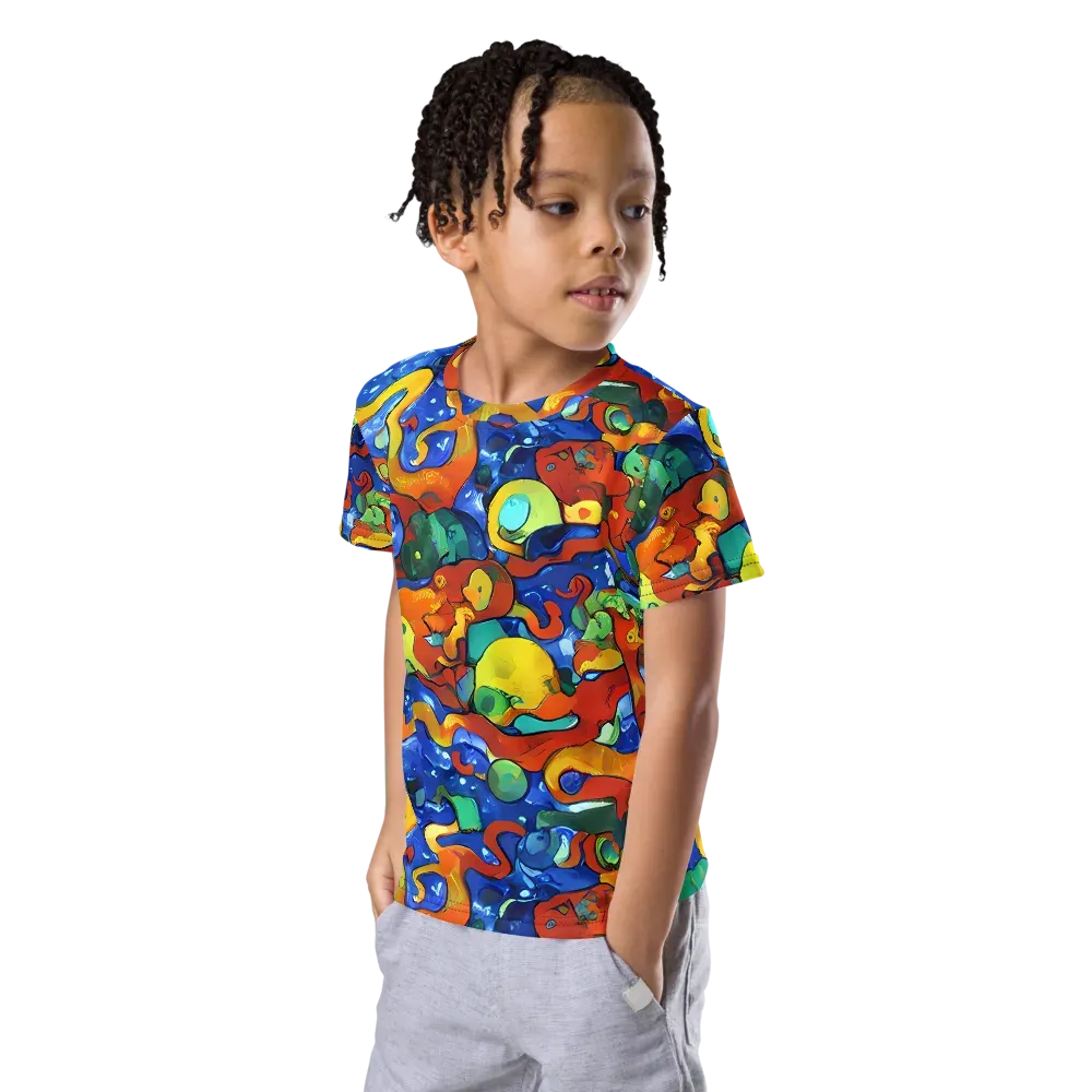 Technicolor Tide on Kids Crew Neck T-Shirt — Left Front
