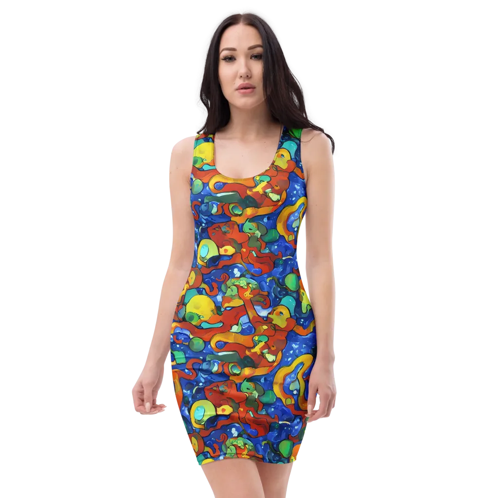 Technicolor Tide on Bodycon Dress — Front