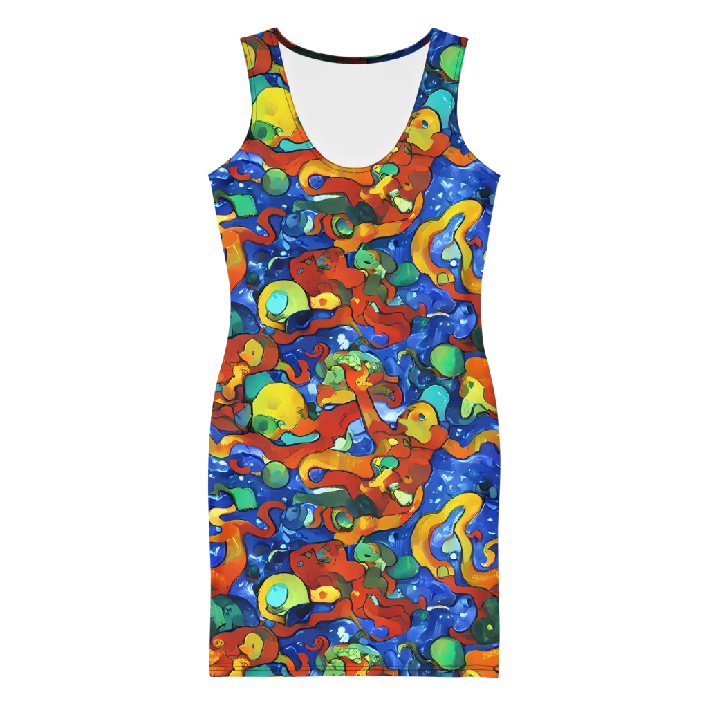 Technicolor Tide on Bodycon Dress — Front