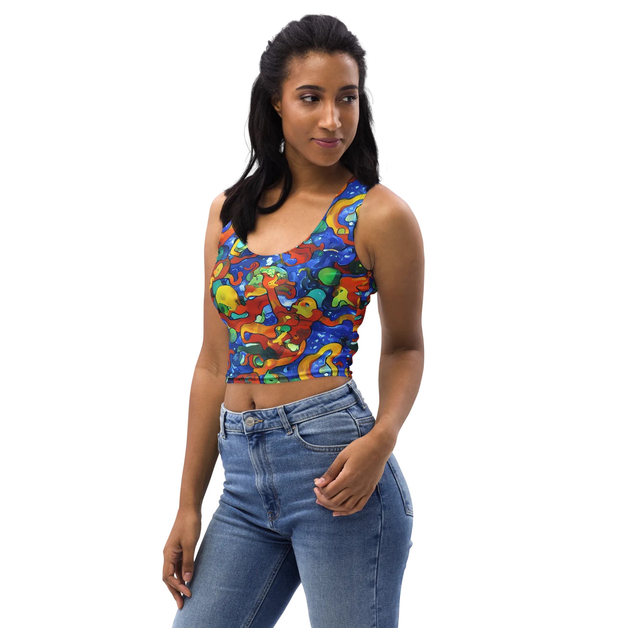 Technicolor Tide on Crop Top — Left Front