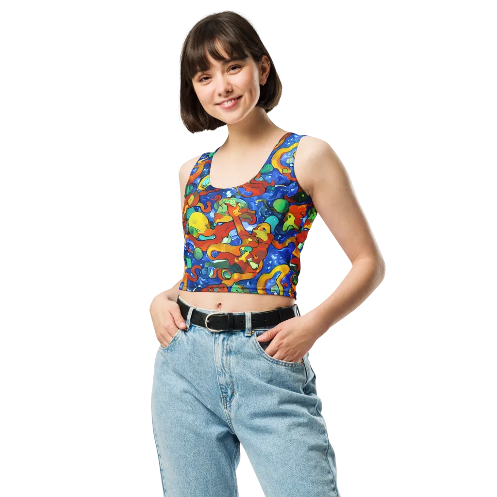 Technicolor Tide on Crop Top — Front
