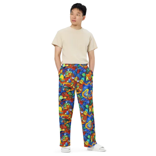 Technicolor Tide on a Wide-Leg Pants