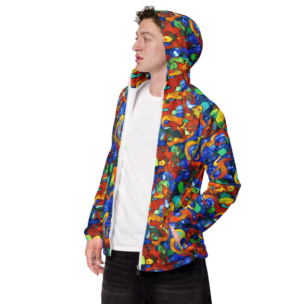 Technicolor Tide on Men's Windbreaker — Left Front