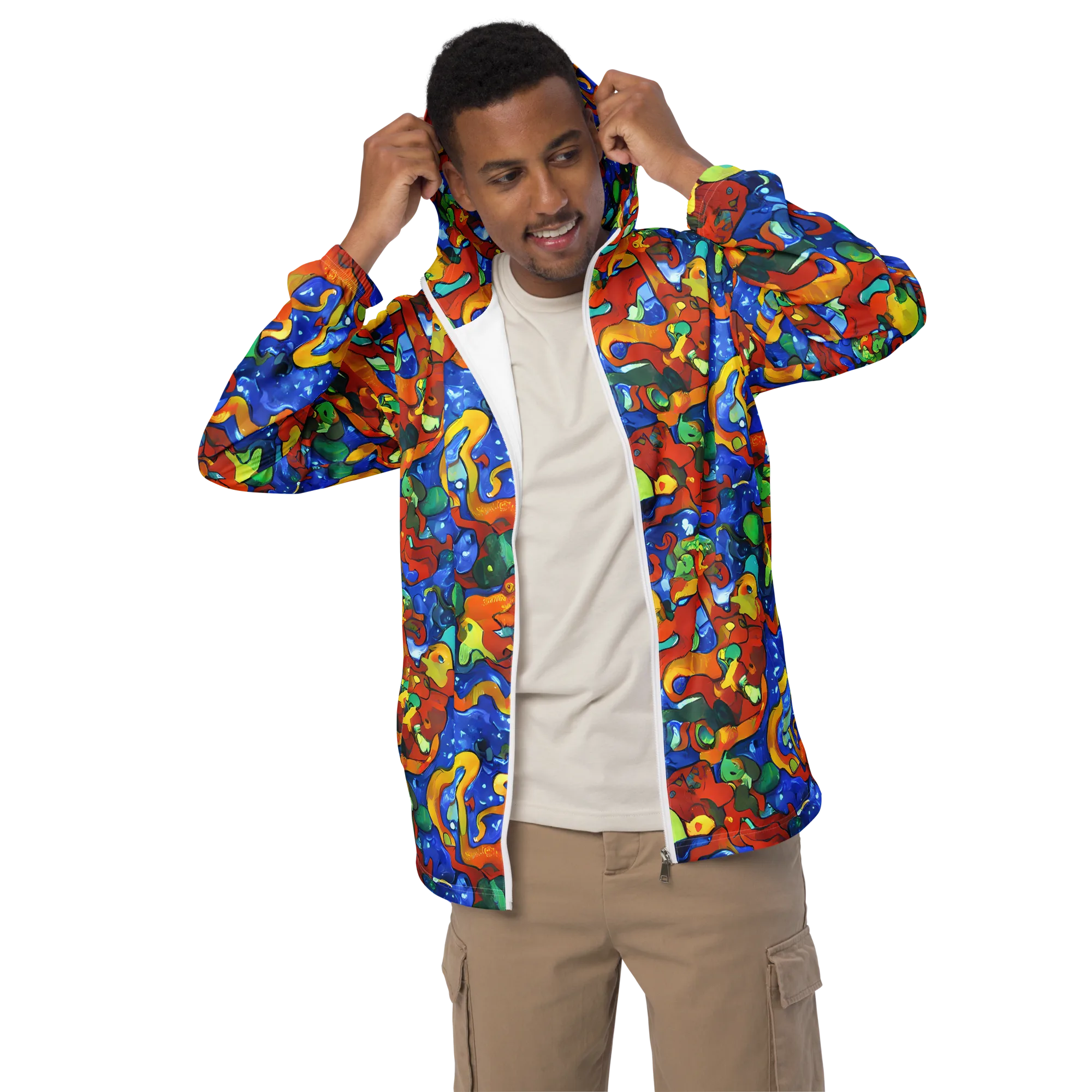 Technicolor Tide on Men's Windbreaker — Front