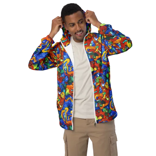 Technicolor Tide on a Men's Windbreaker