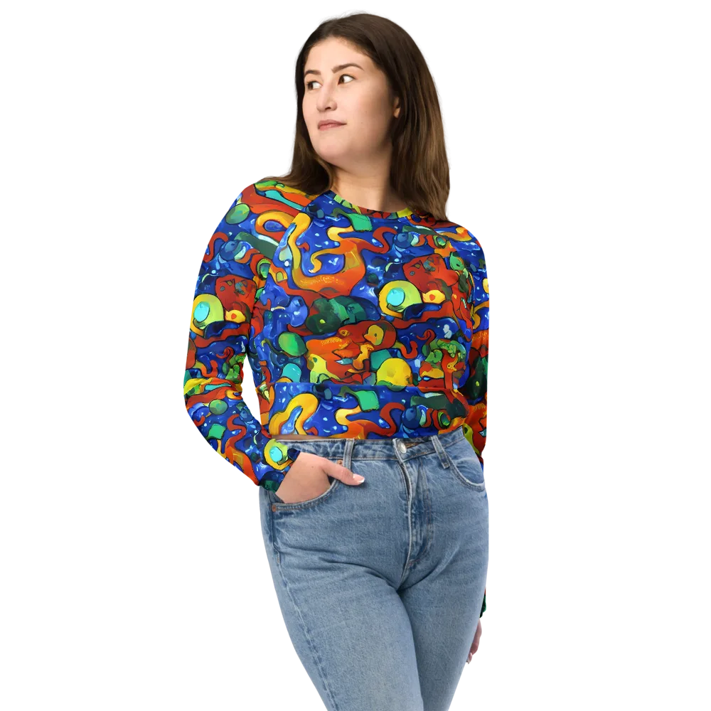 Technicolor Tide on Long Sleeve Crop Top — Front