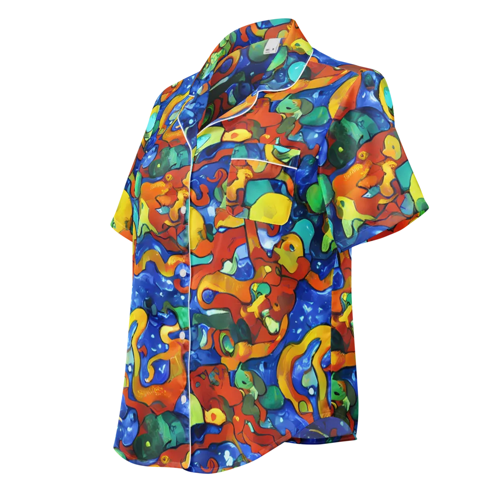 Technicolor Tide on Women's Short Sleeve Pajama Top — Left Front