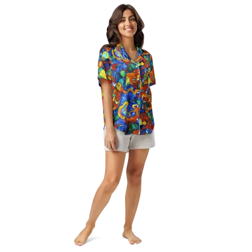 Technicolor Tide on a Women's Short Sleeve Pajama Top