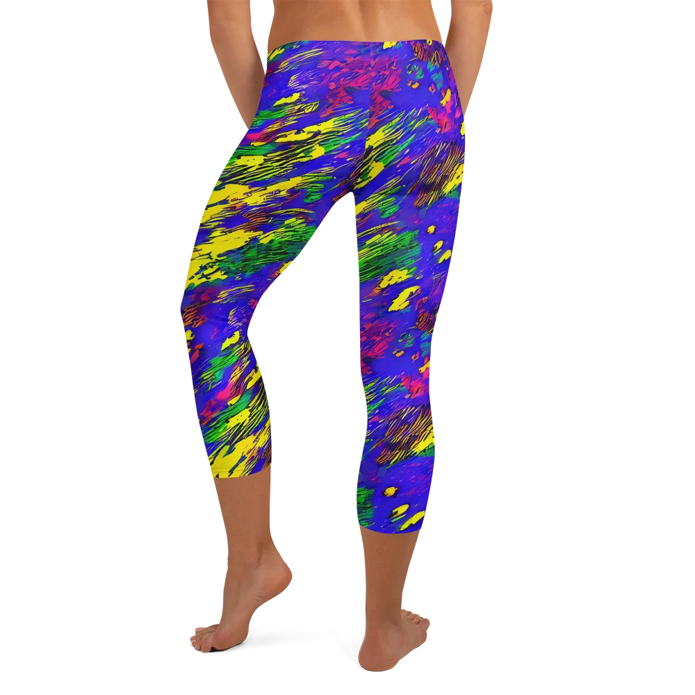 Painted Lightning on Capri Leggings — Back