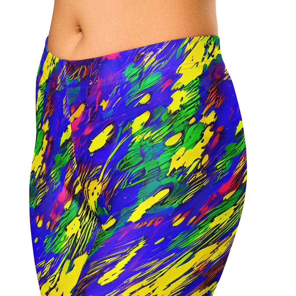 Painted Lightning on Capri Leggings — Zoomed-in