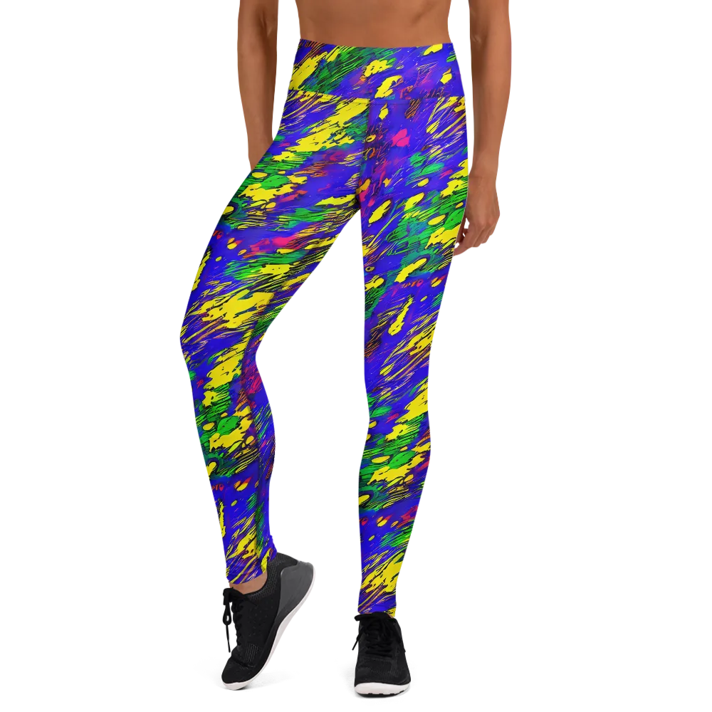 Painted Lightning on Yoga Leggings — Front