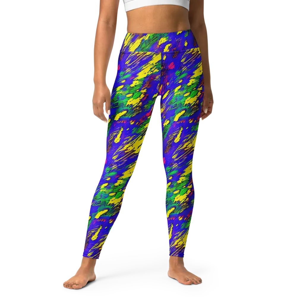 Painted Lightning on Yoga Leggings — Front