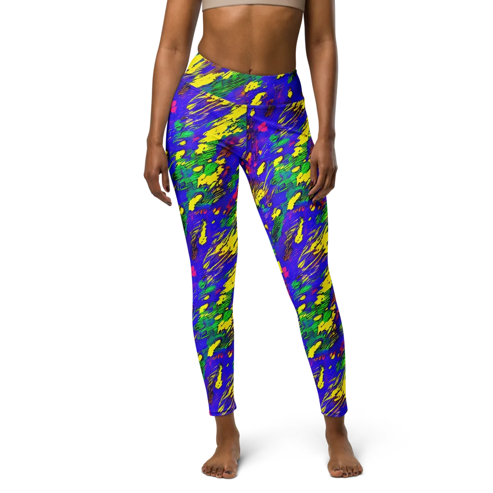 Painted Lightning on Yoga Leggings — Front