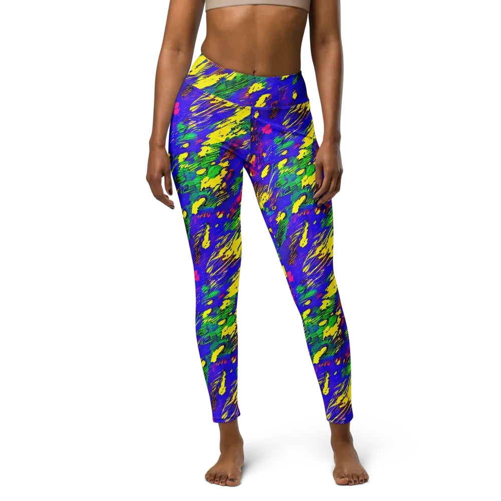 Painted Lightning on Yoga Leggings — Front