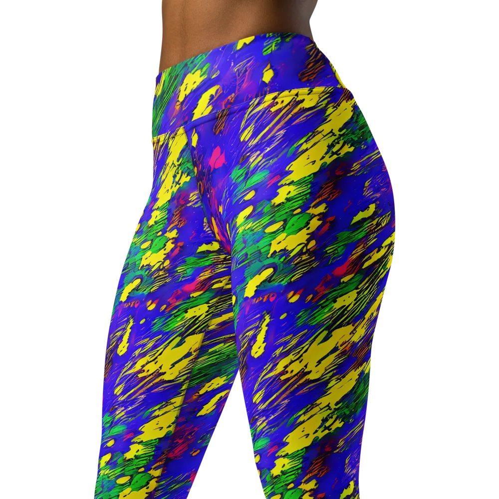 Painted Lightning on Yoga Leggings — Left Front