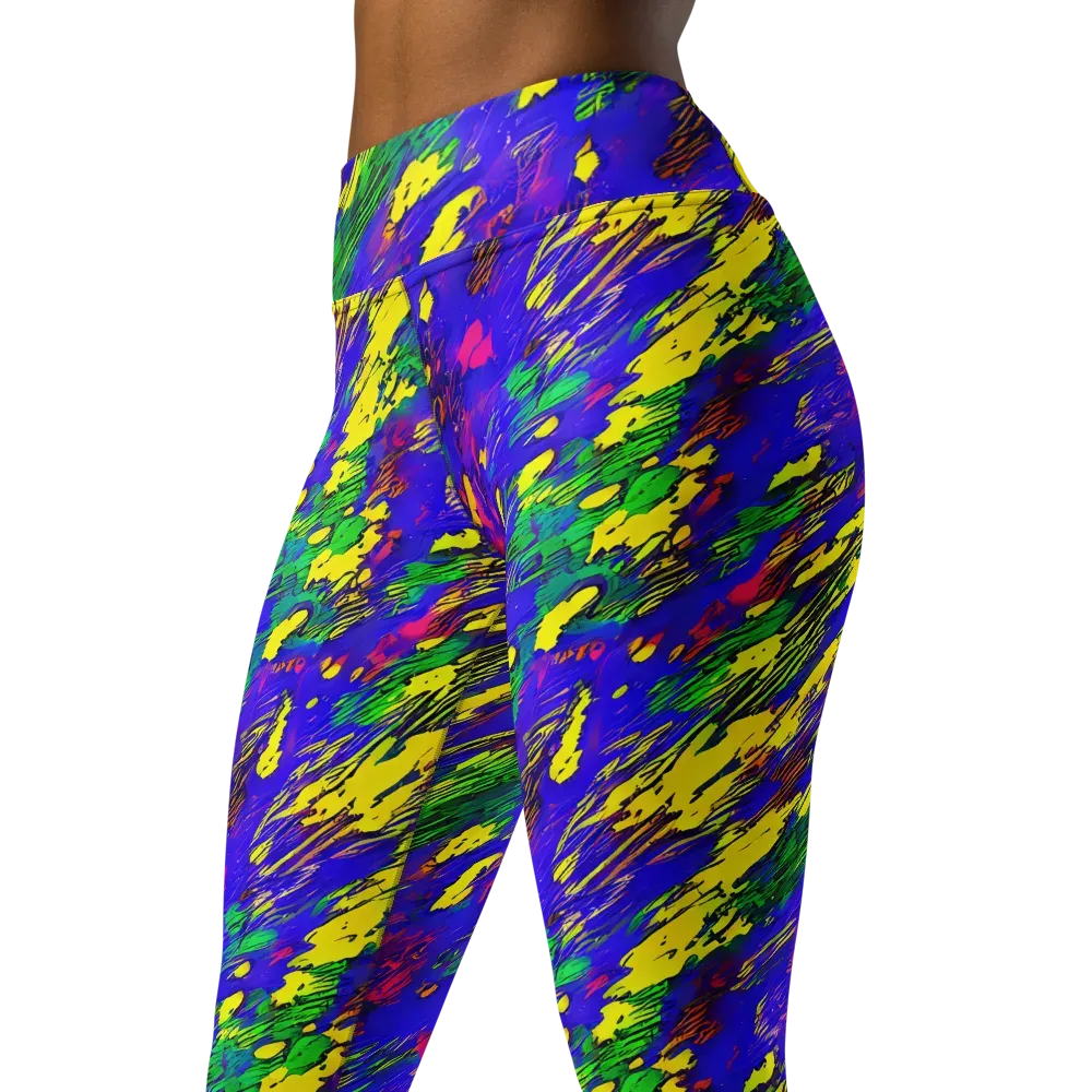 Painted Lightning on Yoga Leggings — Left Front