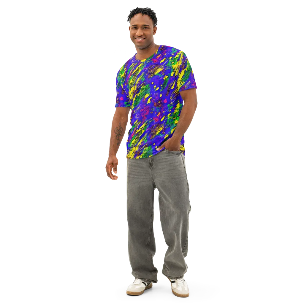 Painted Lightning on Men's Cotton Crew Neck T-Shirt — Front
