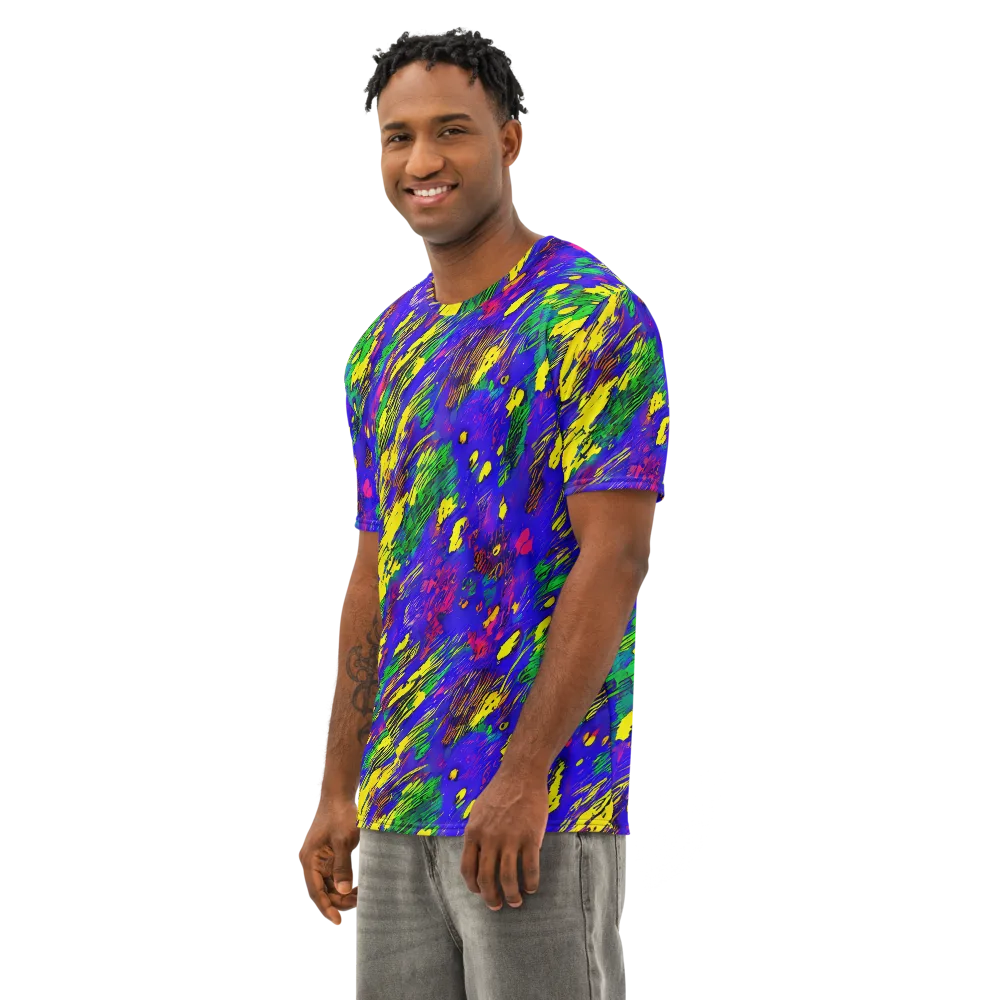Painted Lightning on Men's Cotton Crew Neck T-Shirt — Left Front