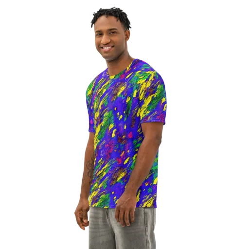 Painted Lightning on a Men's Cotton Crew Neck T-Shirt