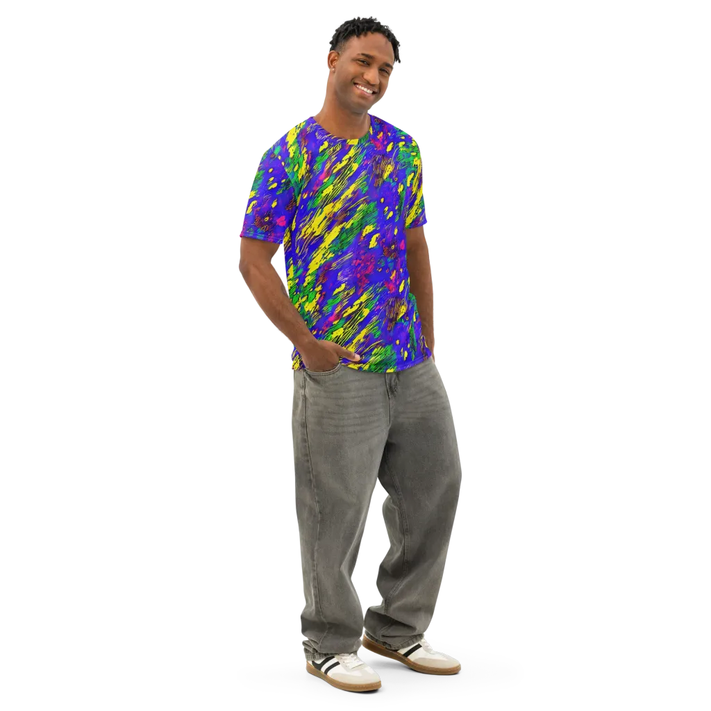 Painted Lightning on Men's Cotton Crew Neck T-Shirt — Right Front