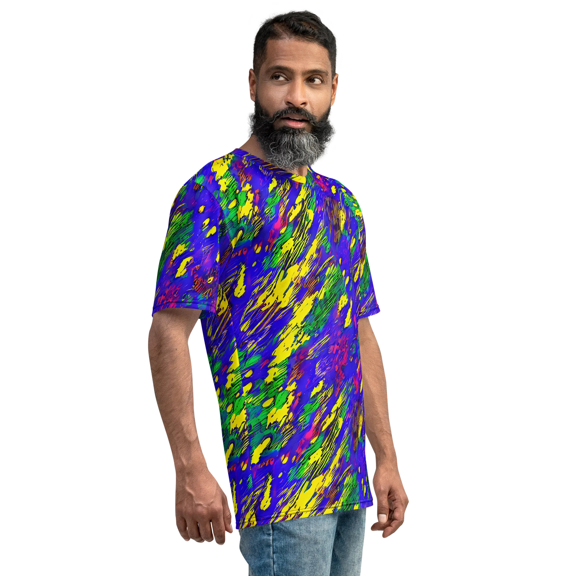 Painted Lightning on Men's Crew Neck T-Shirt — Right