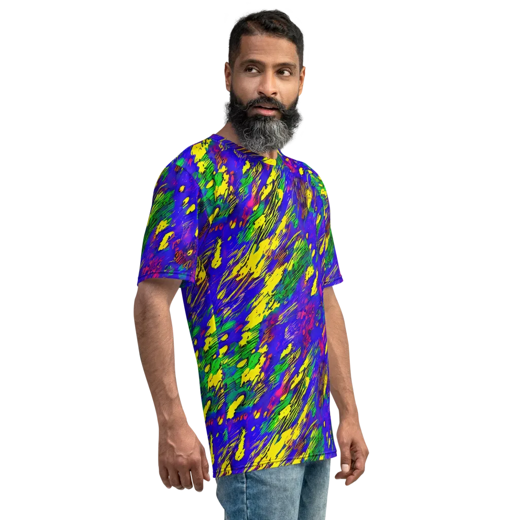 Painted Lightning on Men's Crew Neck T-Shirt — Right