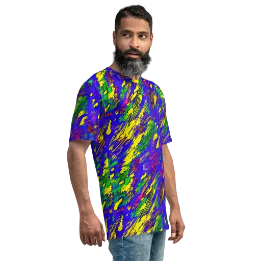 Painted Lightning on a Men's Crew Neck T-Shirt