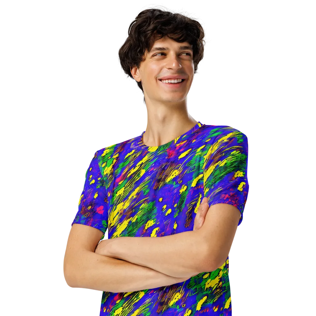 Painted Lightning on Men's Crew Neck T-Shirt — Left Front