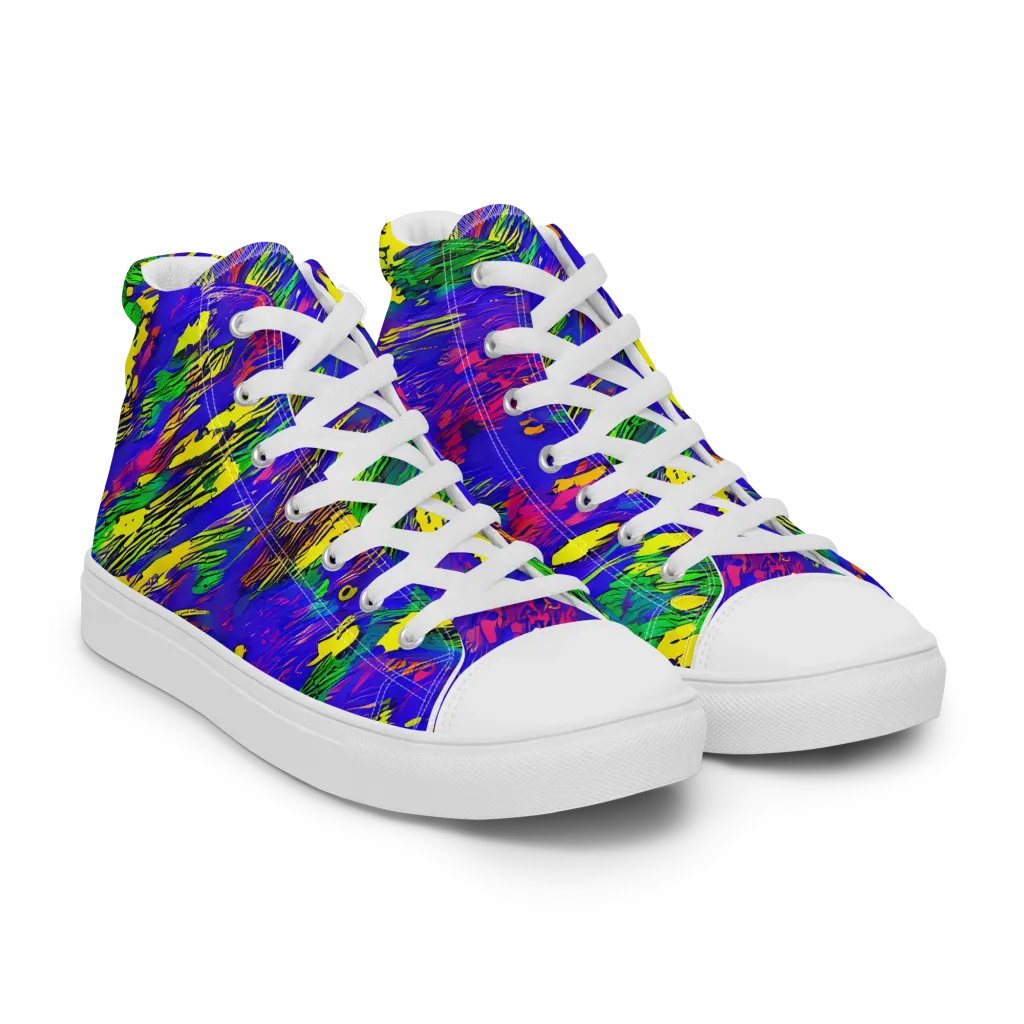 Painted Lightning on Men's High Top Canvas Shoes — Right Front