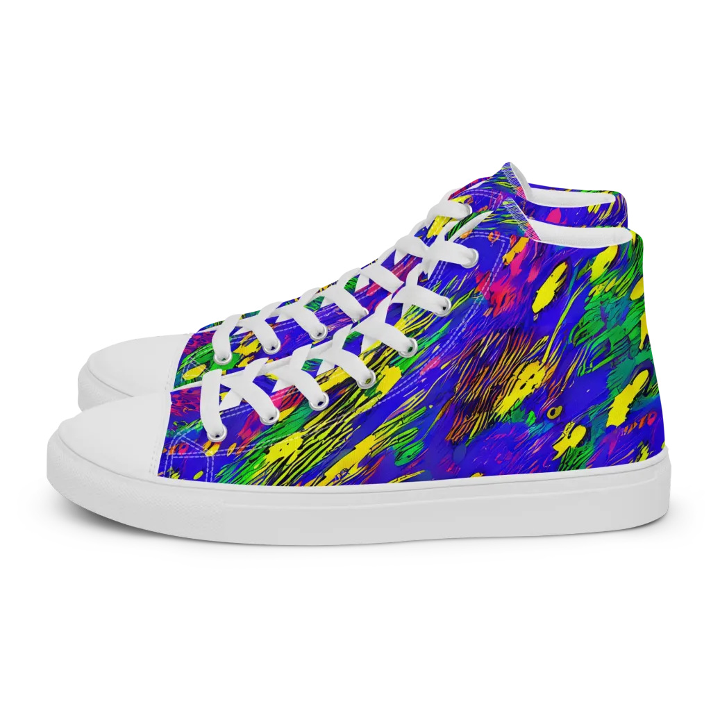 Painted Lightning on Men's High Top Canvas Shoes — Left