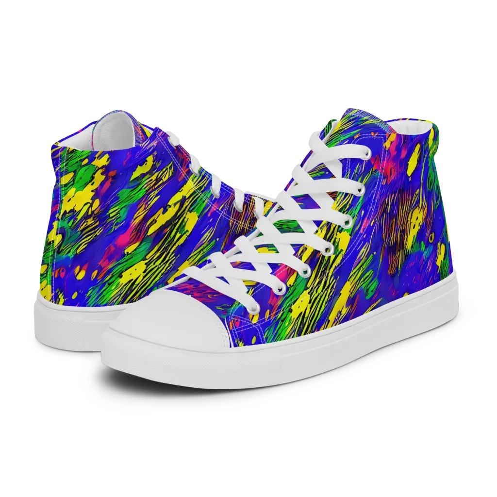 Painted Lightning on Men's High Top Canvas Shoes — Left