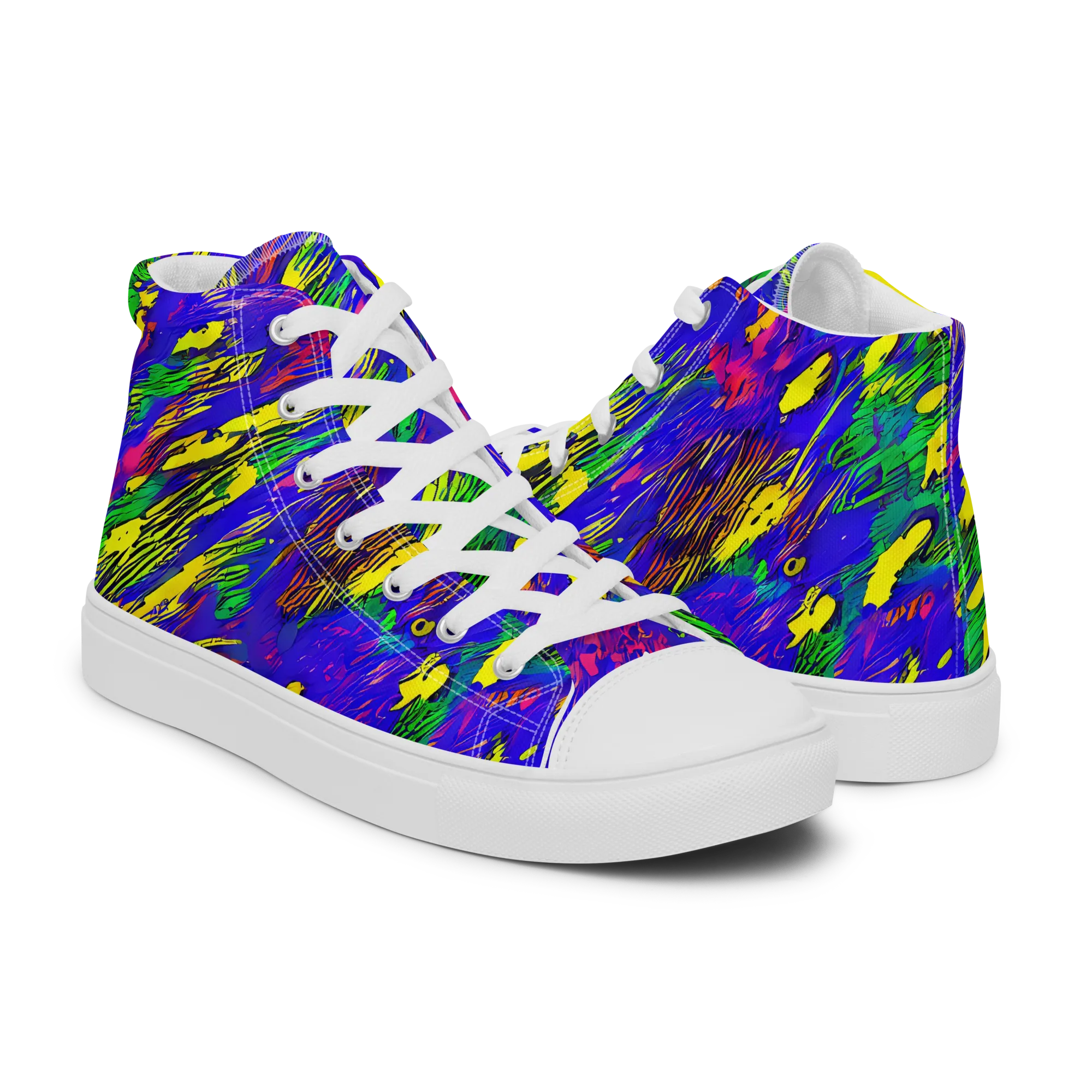 Painted Lightning on Men's High Top Canvas Shoes — Right