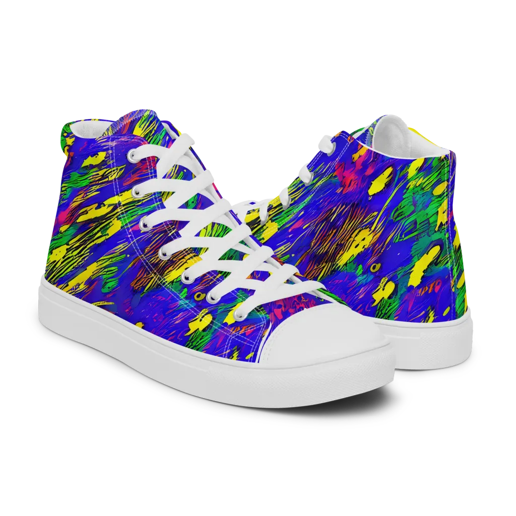 Painted Lightning on Men's High Top Canvas Shoes — Right