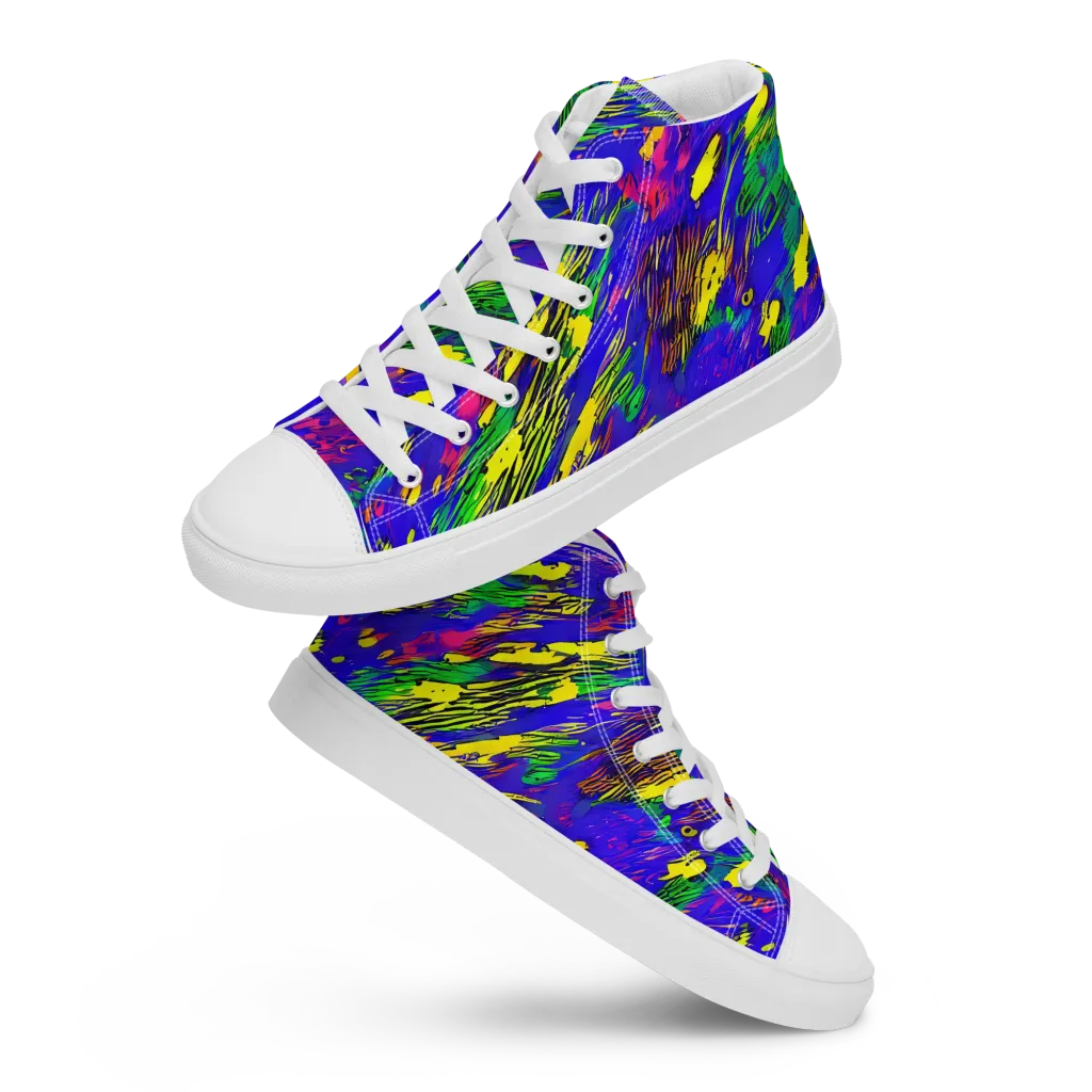 Painted Lightning on Men's High Top Canvas Shoes — Front