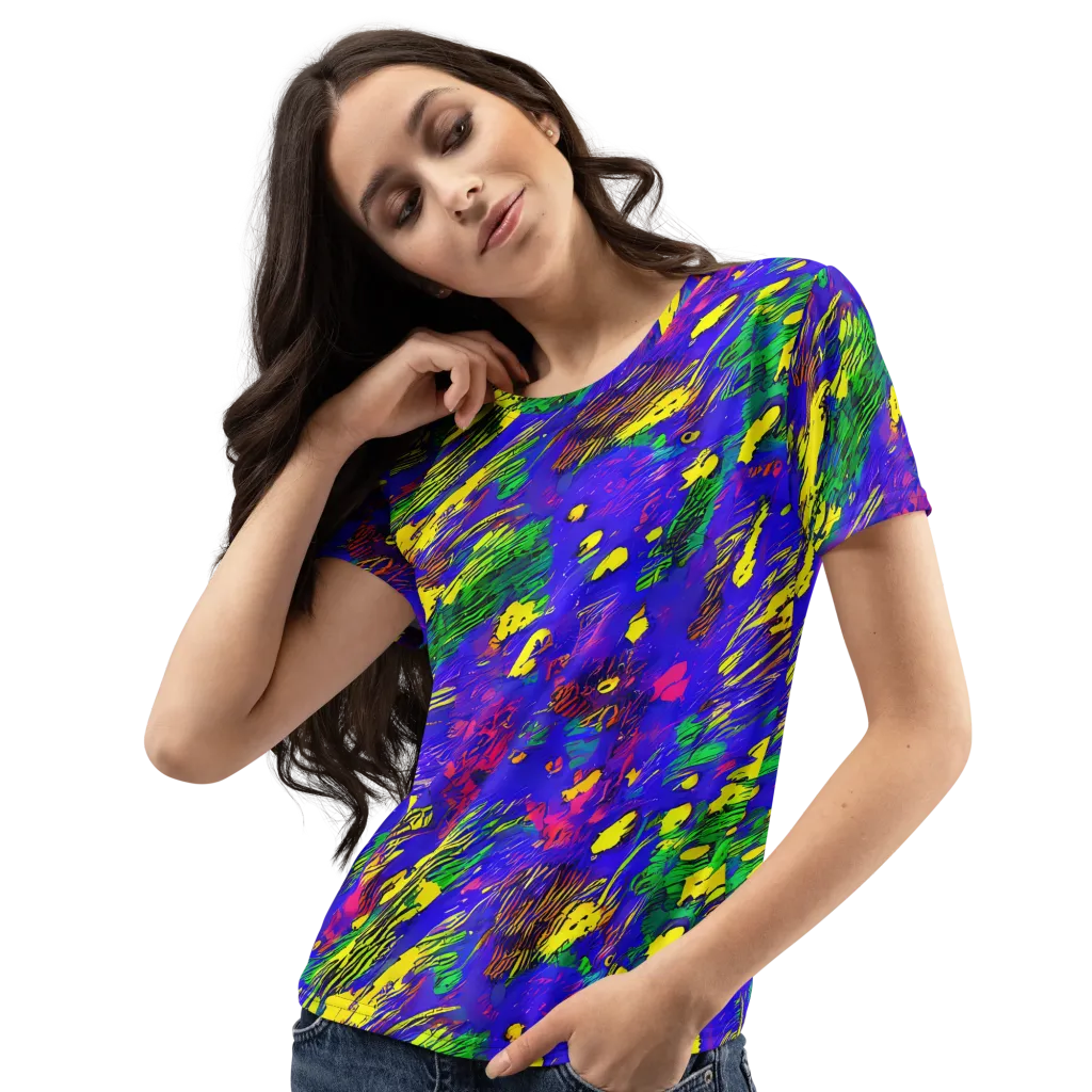 Painted Lightning on Women's Crew Neck T-Shirt — Left Front