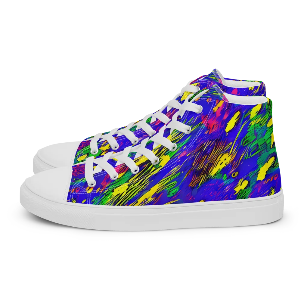 Painted Lightning on Women's High Top Canvas Shoes — Left