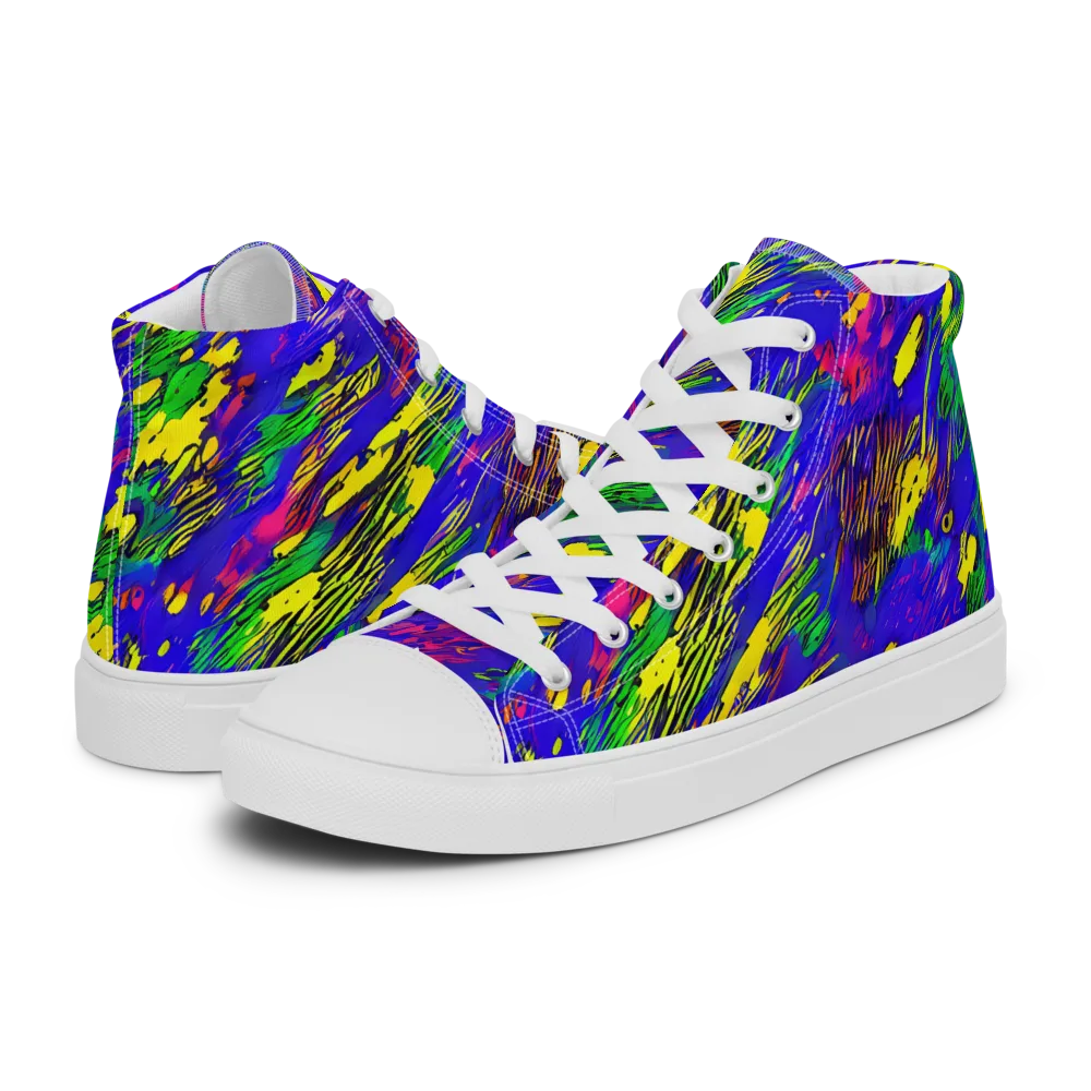 Painted Lightning on Women's High Top Canvas Shoes — Left