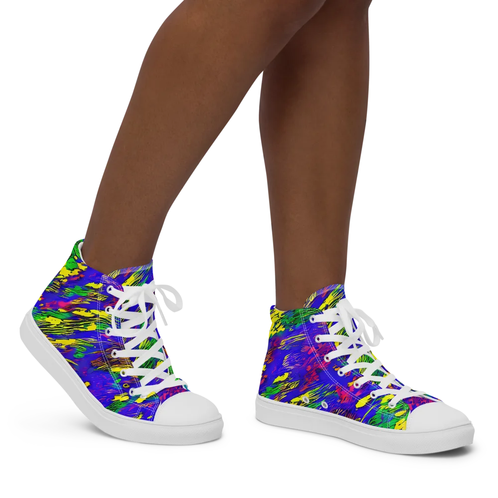 Painted Lightning on Women's High Top Canvas Shoes — Right