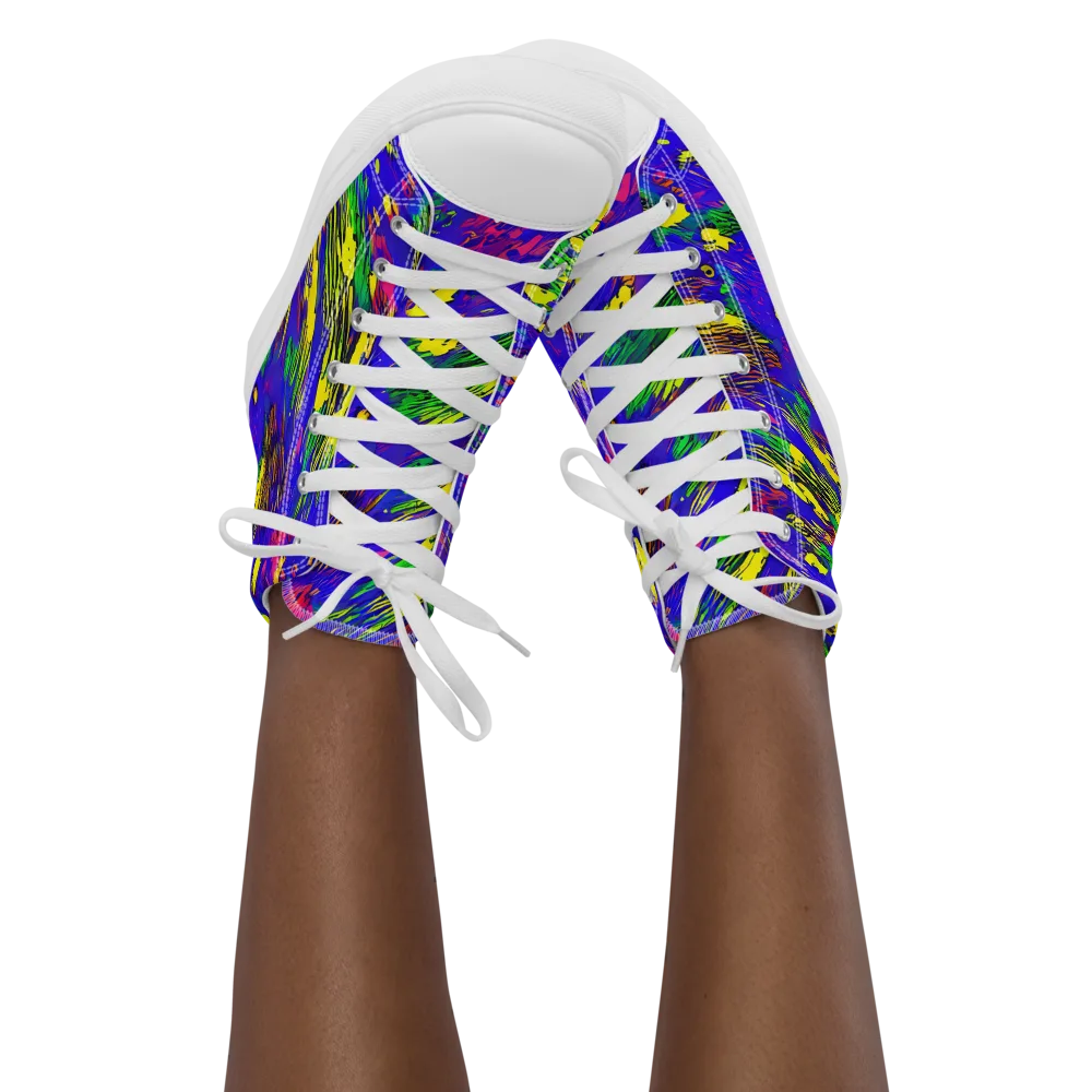 Painted Lightning on Women's High Top Canvas Shoes — Front