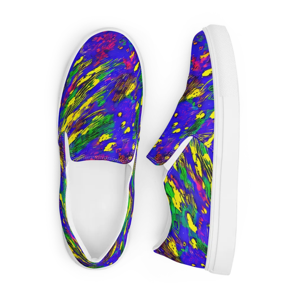 Painted Lightning on Men's Slip-On Canvas Shoes — Front
