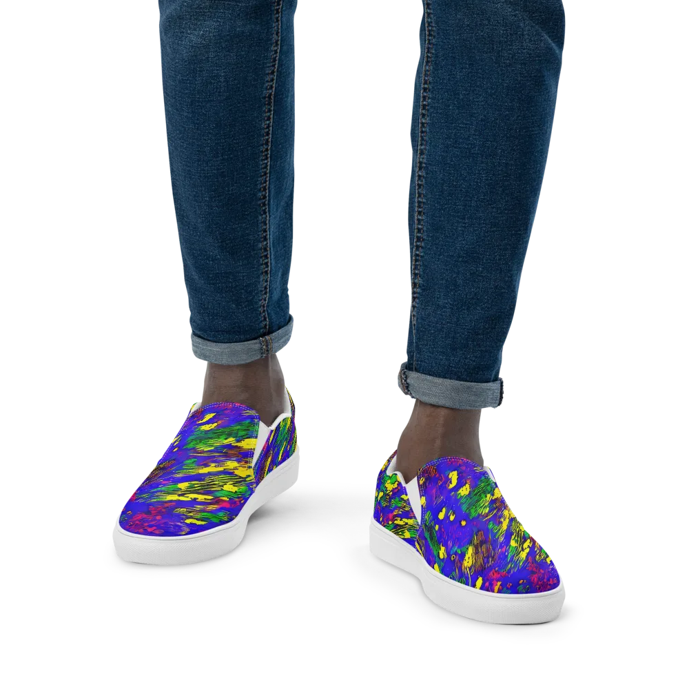 Painted Lightning on Men's Slip-On Canvas Shoes — Front