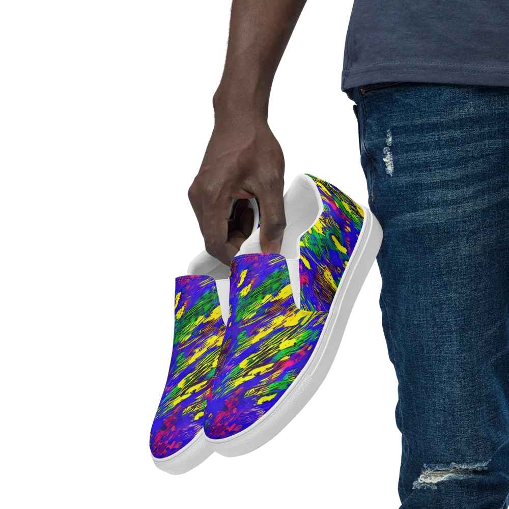 Painted Lightning on Men's Slip-On Canvas Shoes — Left Front