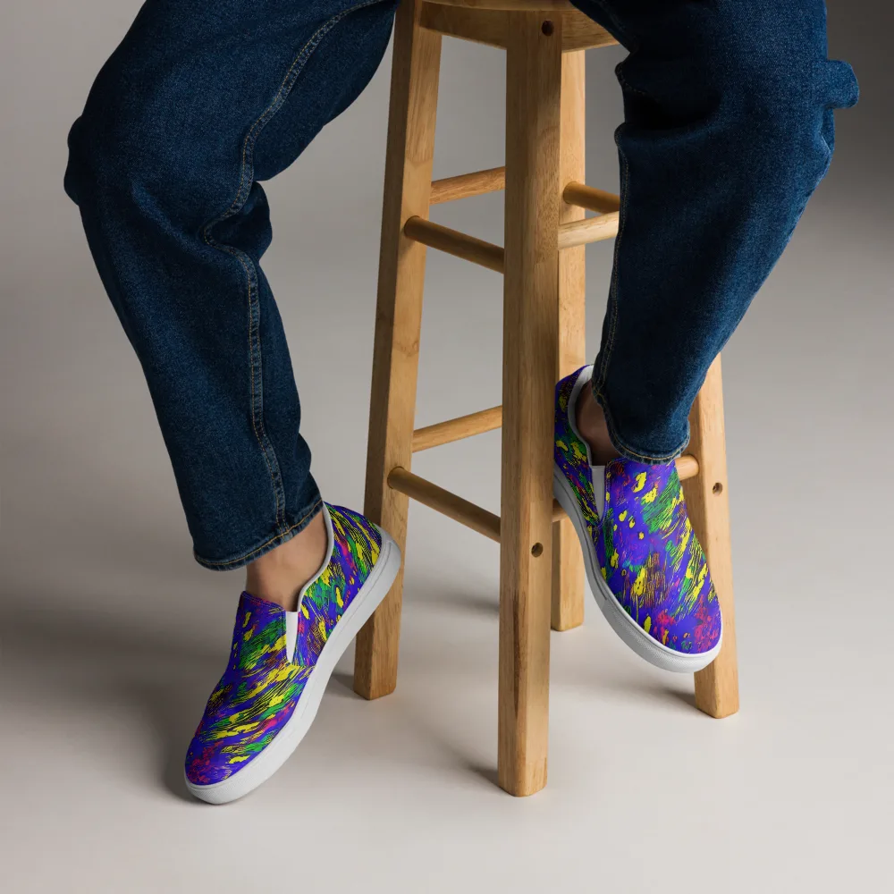 Painted Lightning on Men's Slip-On Canvas Shoes — Front