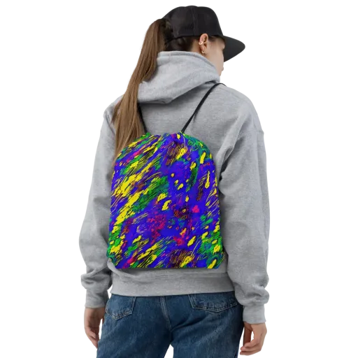 Painted Lightning on a Drawstring Bag